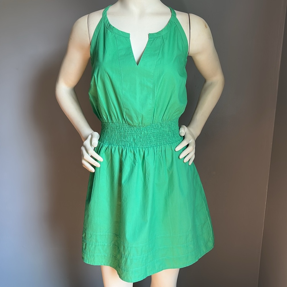 Green Smocked Waist Mini Dress - Women